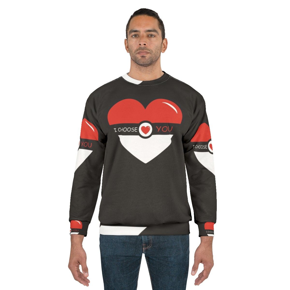 I Choose You Pokemon Valentines Day Sweatshirt with Pokeball Design - men