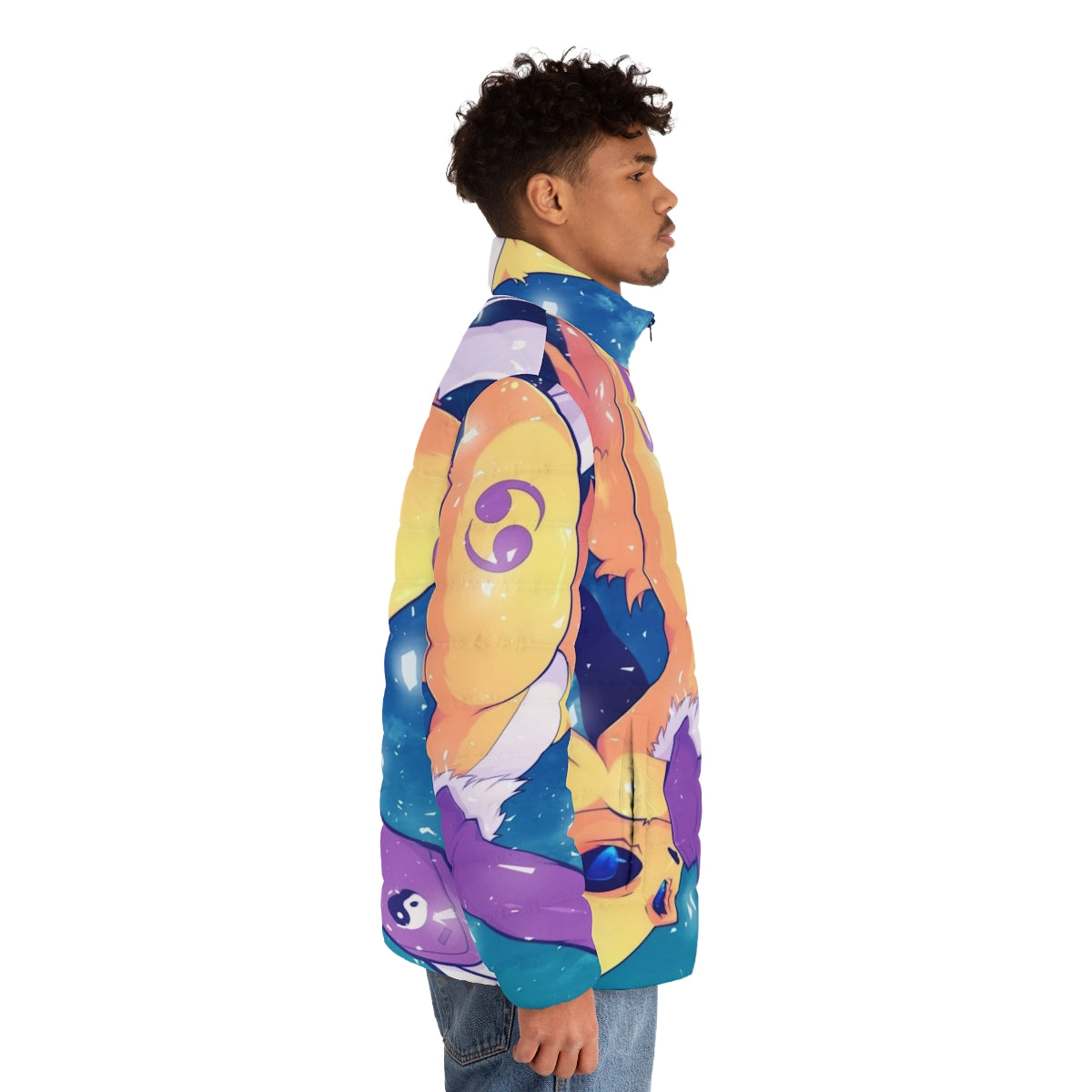 Diamond Storm Puffer Jacket with Digimon-inspired Renamon design - men side right