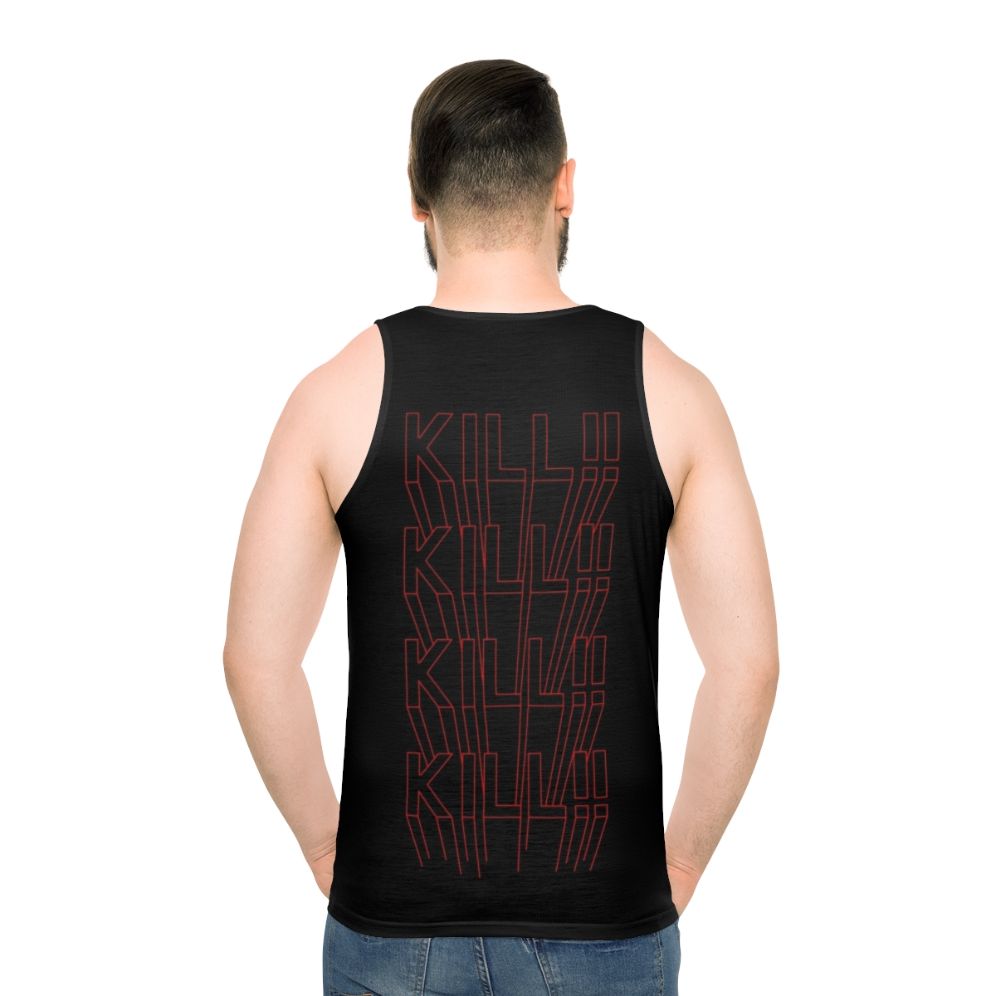 Unisex red vector no more heroes video game tank top - men back