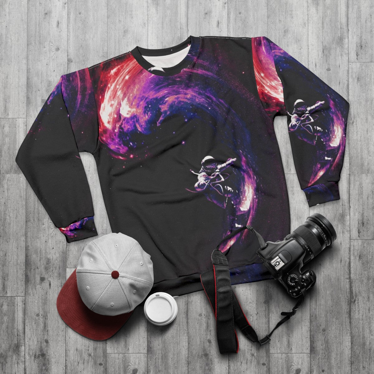 Cosmic Space Surfing II Sweatshirt - flat lay