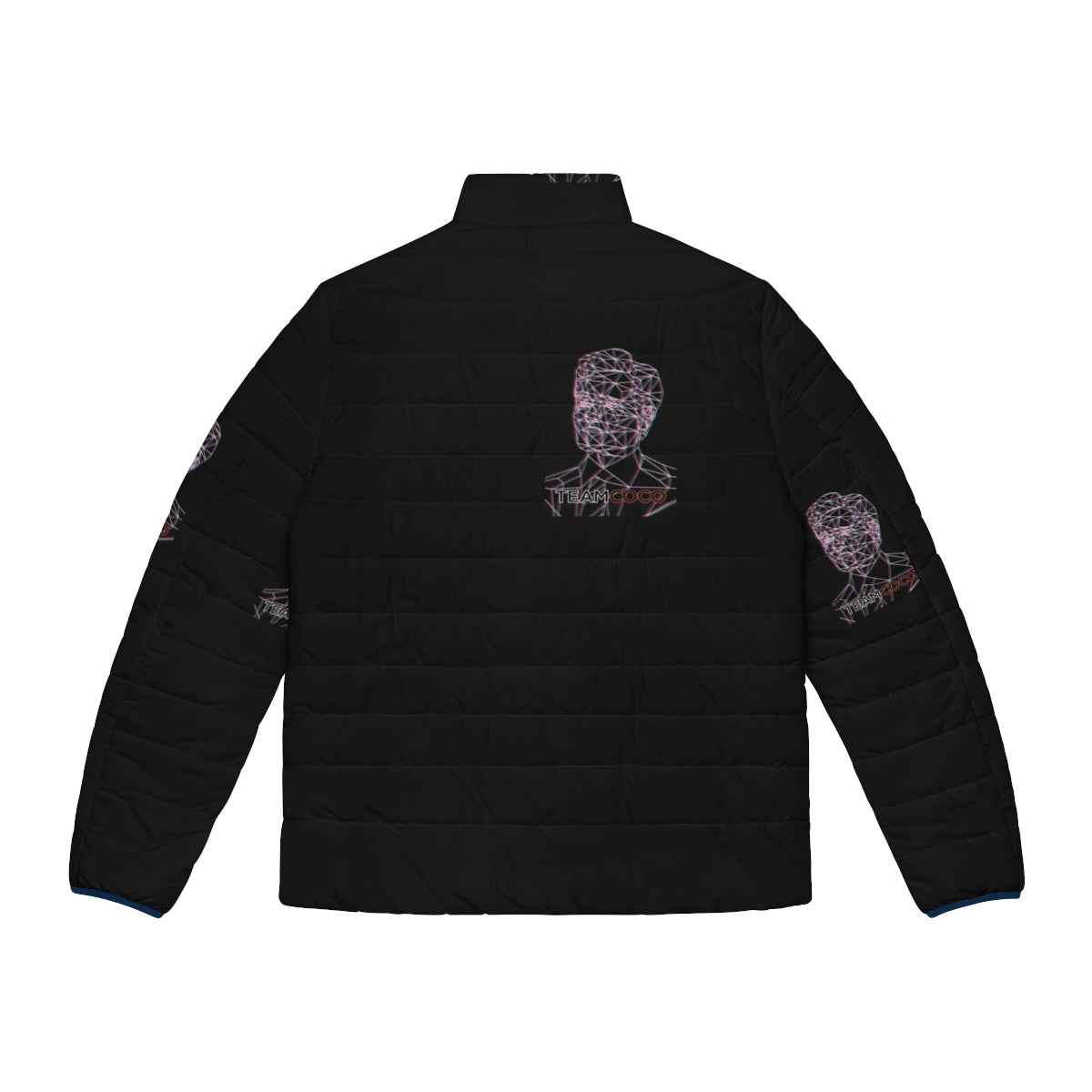 Conan O'Brien Anaglyph Puffer Jacket with vector line art portrait - Back