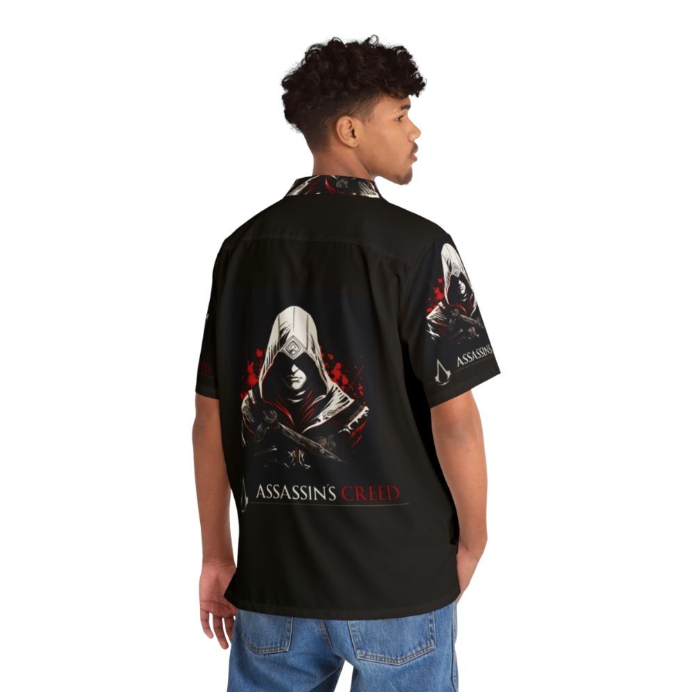 Assassins Creed Medieval Warrior Hawaiian Shirt Fan Art - Flat lay