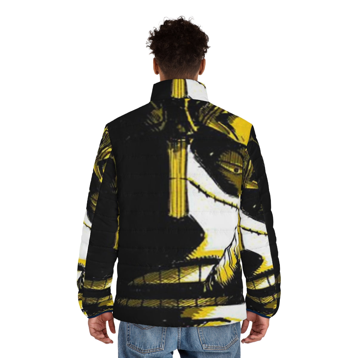 Crocodile One Piece Puffer Jacket with Anime Style Graphics - men back