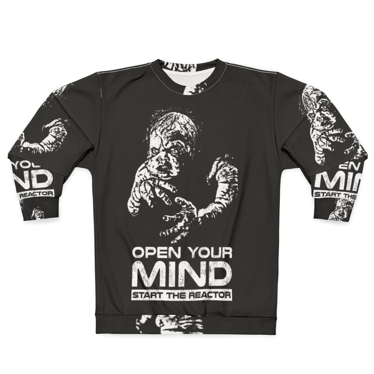 Open Your Mind Retro Sweatshirt Featuring 90s Sci-Fi Inspired Graphics