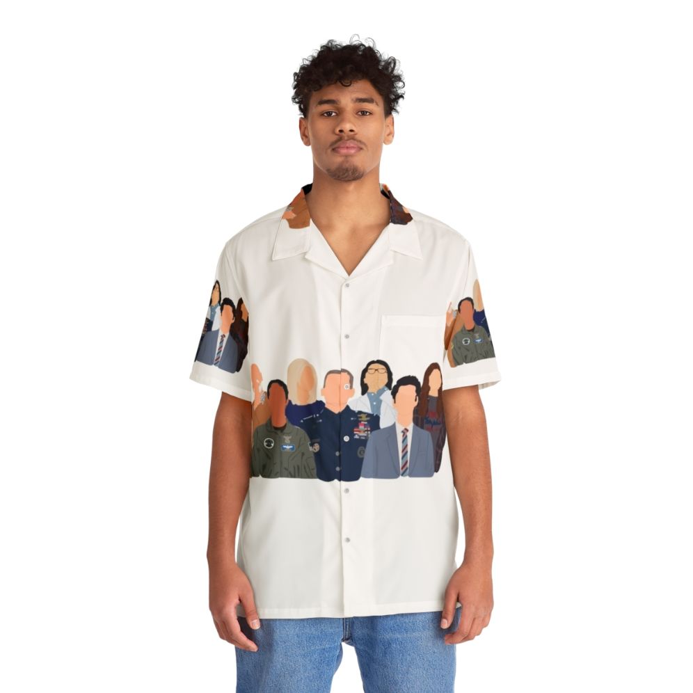 Space Force Hawaiian Shirt with The Office and Netflix Inspired Graphics - People Front