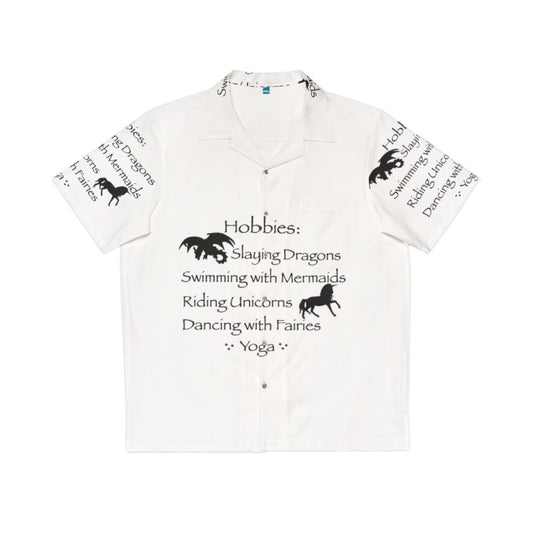 Hobbies Hawaiian Shirt 2 featuring magical creatures like dragons, mermaids, and fairies