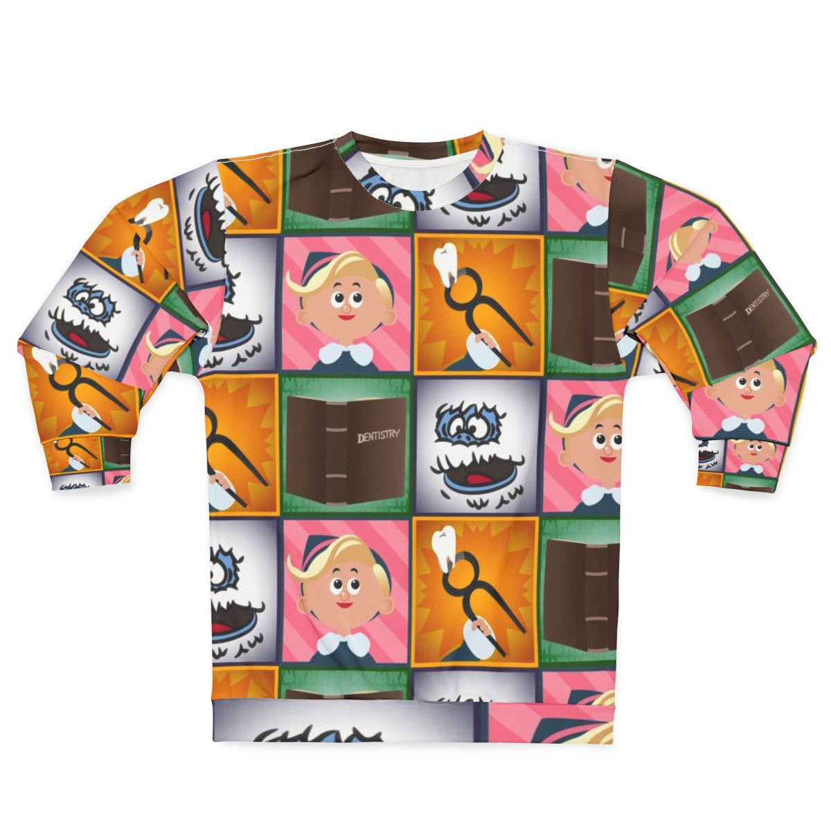 Hermey Square Christmas Sweatshirt with Rudolph the Red-Nosed Reindeer Inspired Design