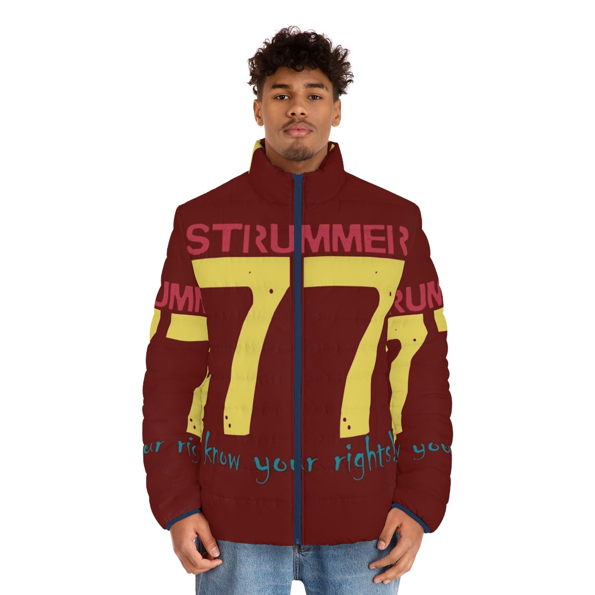 Strummer 77 Puffer Jacket featuring Joe Strummer of The Clash - men front