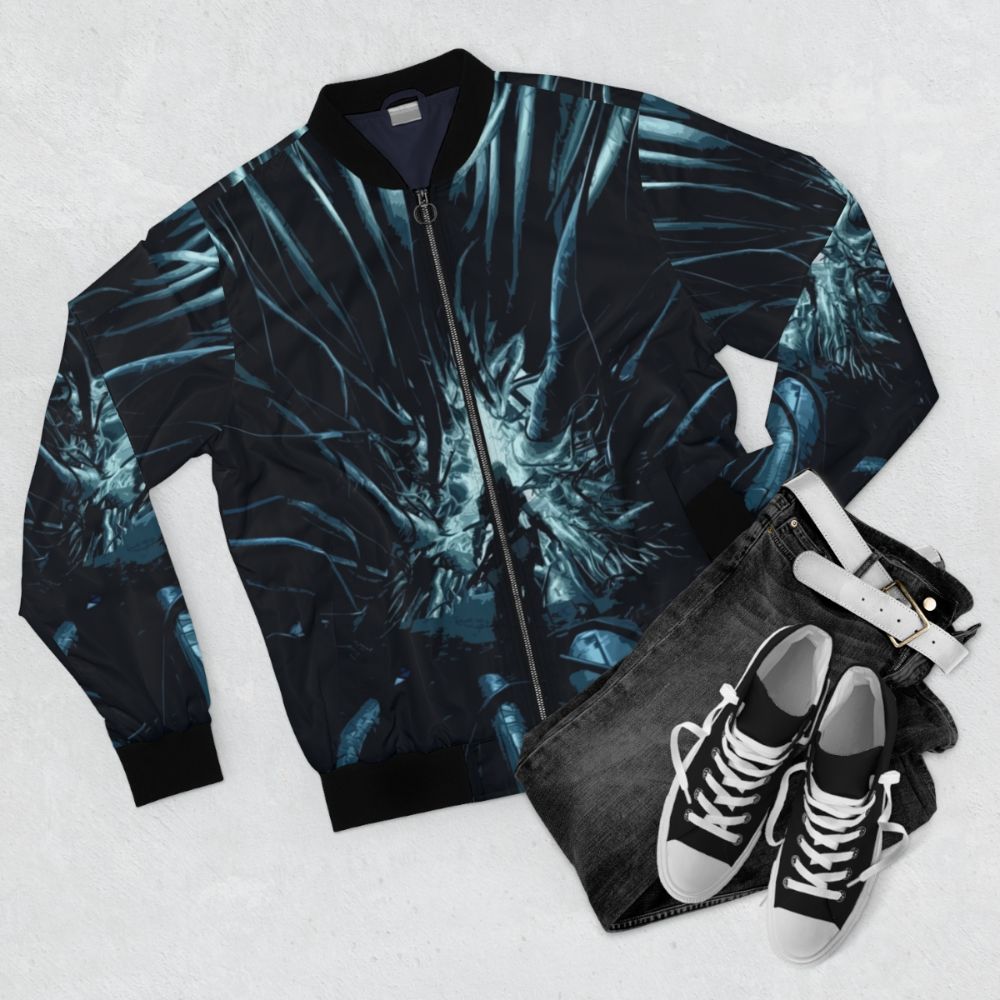 Horizon Zero Dawn Cauldron Bomber Jacket - Futuristic sci-fi inspired apparel - Flat lay