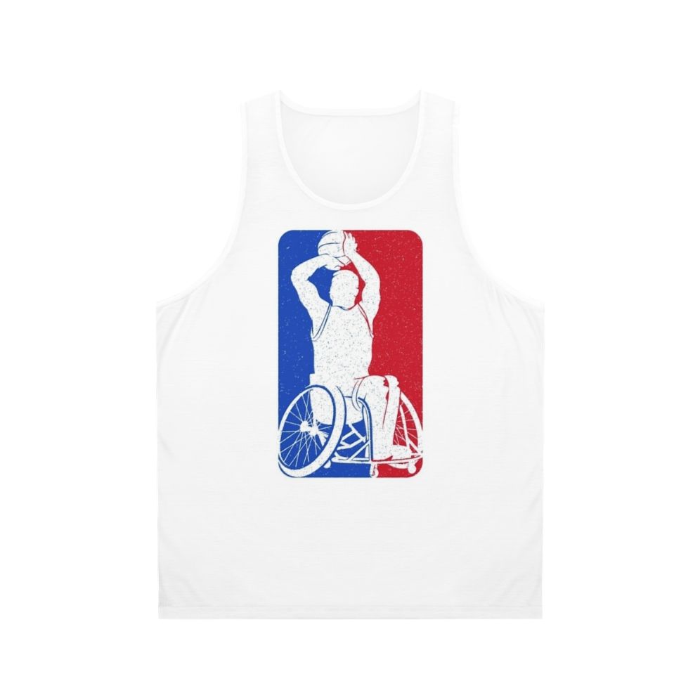 Wheelchair basketball player wearing a unisex sports tank top