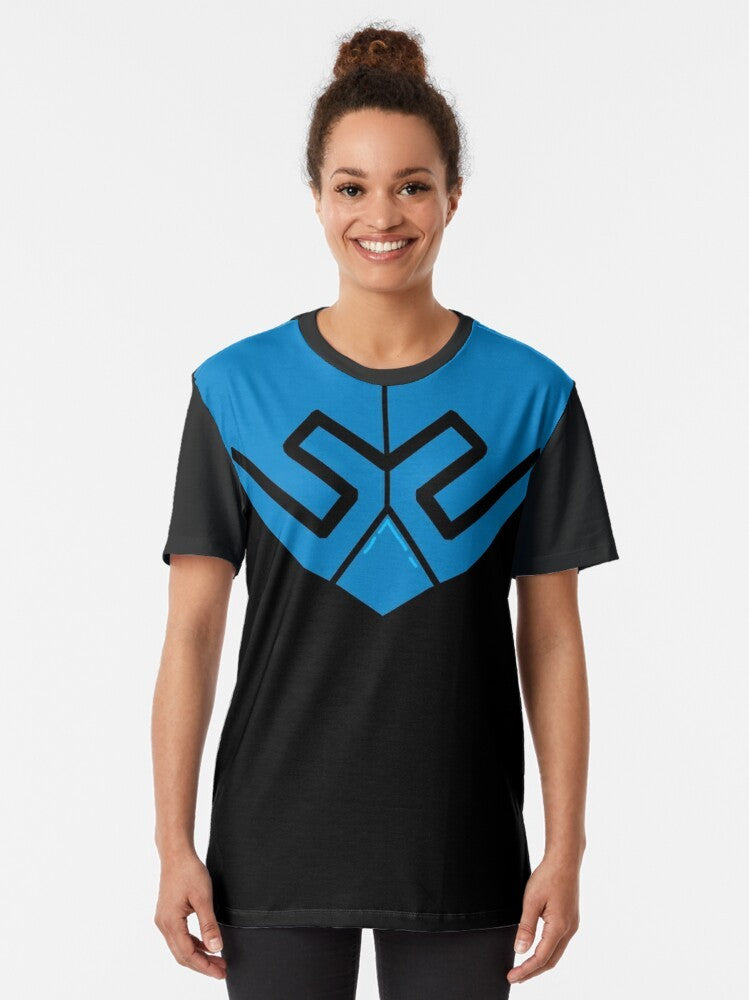 Blue Beetle superhero character design on a graphic t-shirt - Women