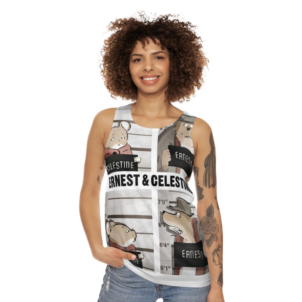 Unisex tank top featuring Ernest and ET from the 90s comedy animation - women