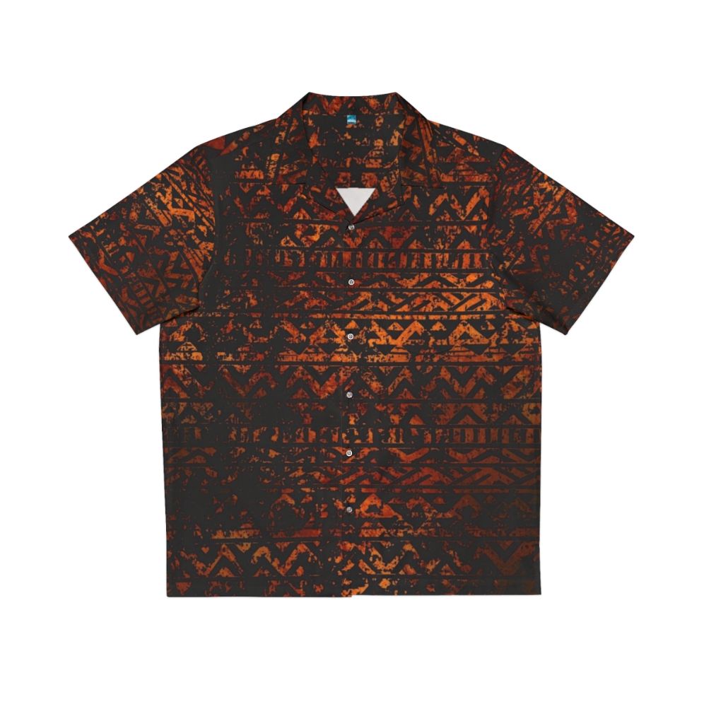 Grunge bronze tribal ethnic pattern Hawaiian shirt