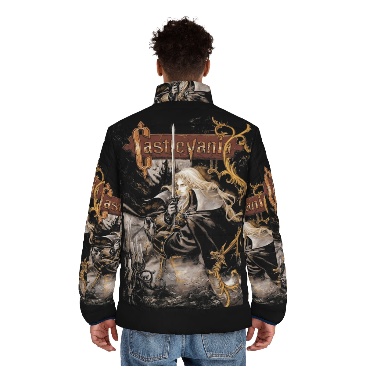 Castlevania Symphony Of The Night puffer jacket featuring retro gaming inspired design - men back