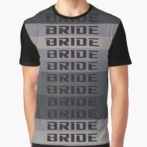 Bride JDM Material Graphic T-Shirt with Nissan, Miata, and Supra Designs for Car Enthusiasts