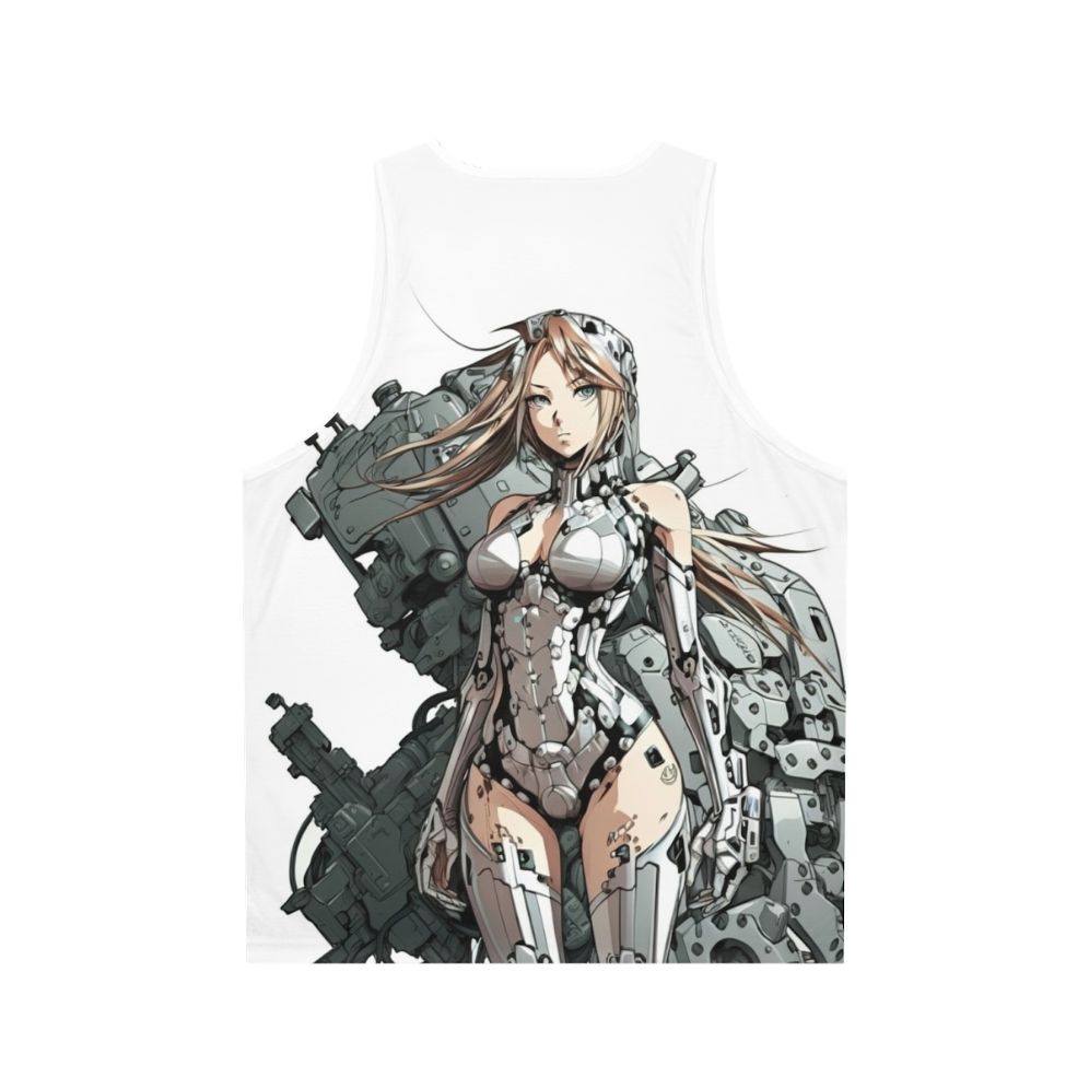 Armored anime girl in a unisex tank top - Back