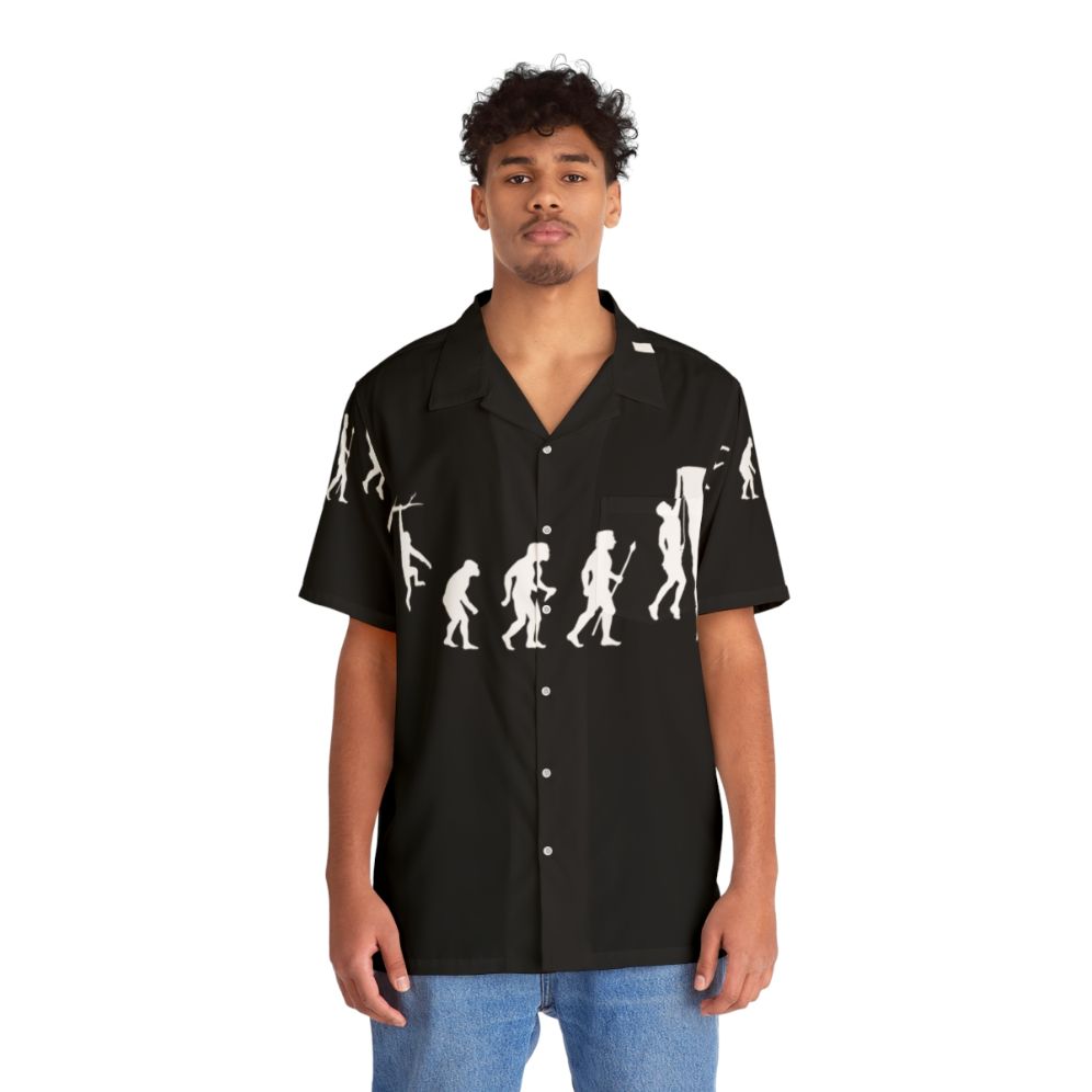 funny rock climbing evolution hawaiian print shirt - People Front