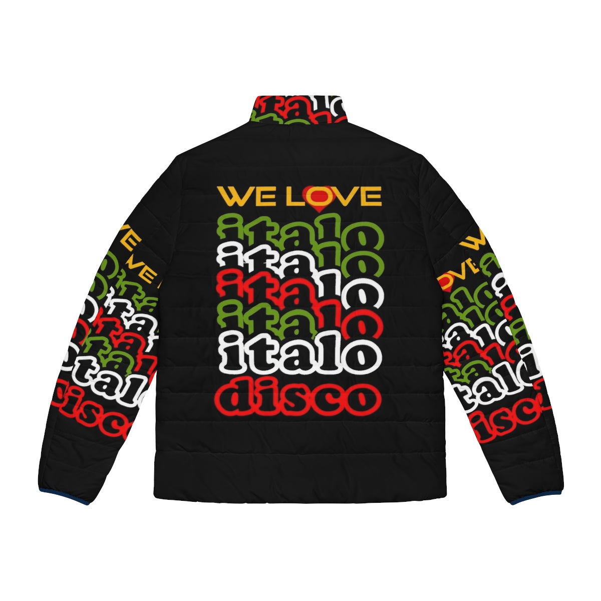 Italo disco inspired puffer jacket with retro 80s design - Back