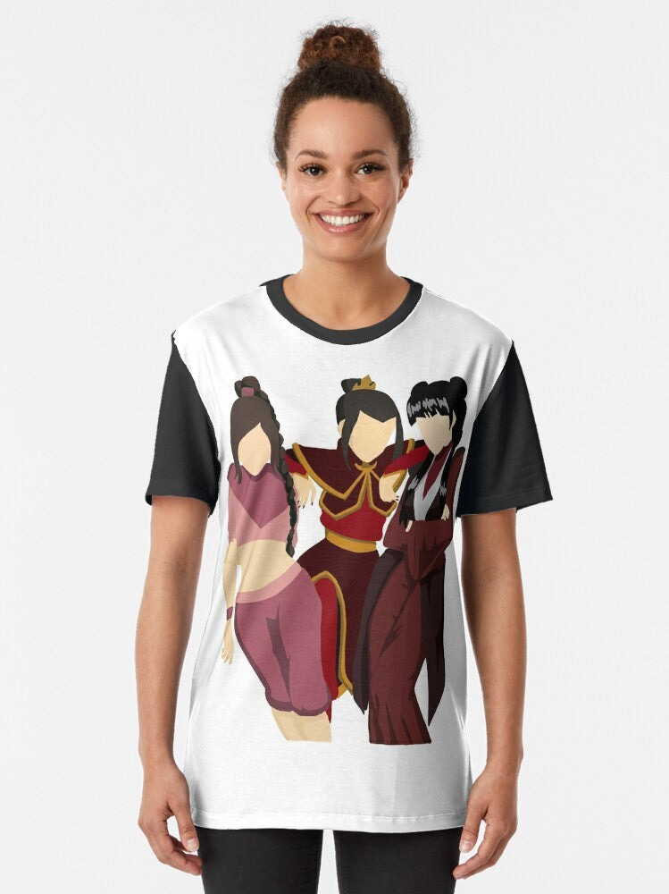 Avatar the Last Airbender graphic t-shirt featuring Azula, Mai, and Ty Lee from the Fire Nation - Women