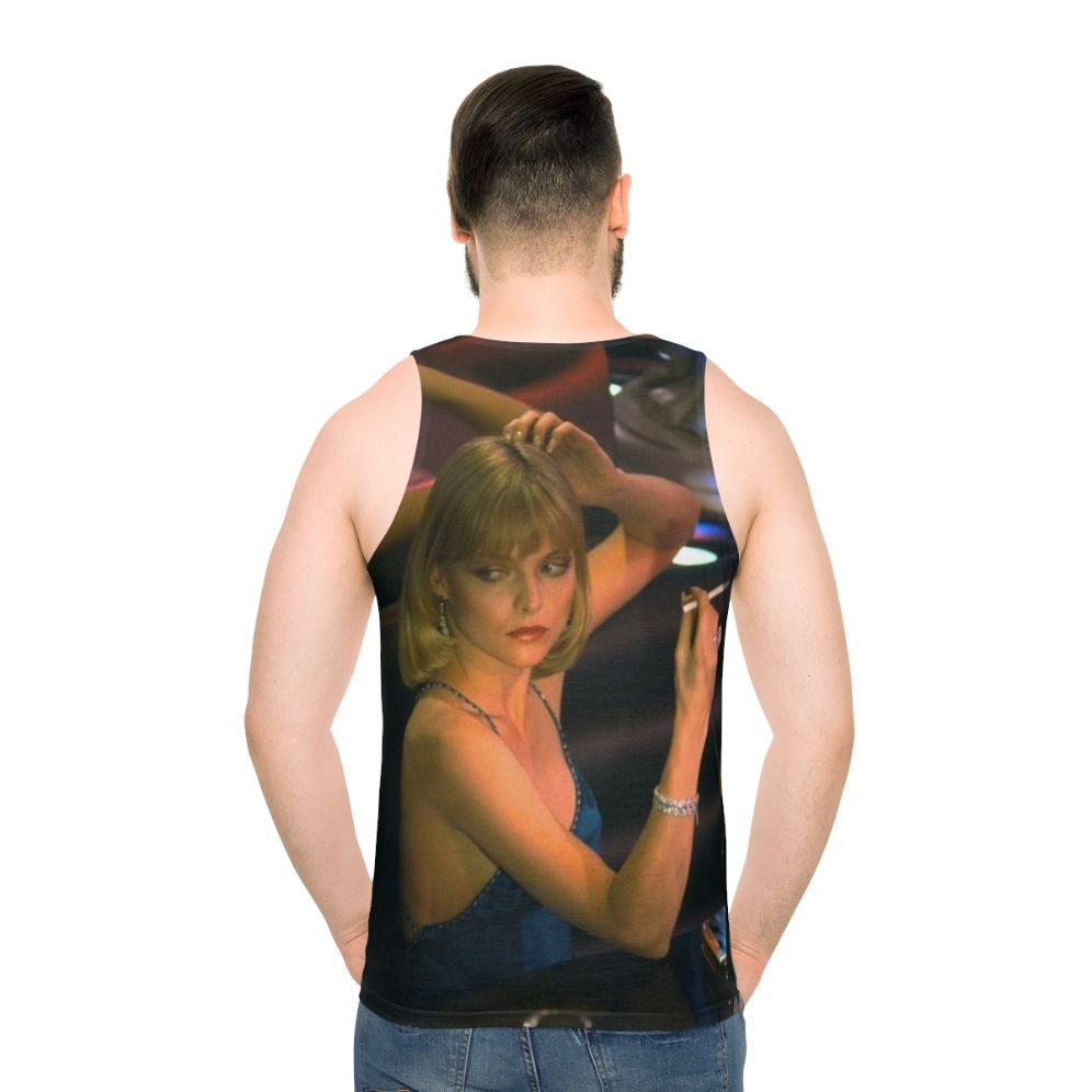 Elvira Hancock Scarface 1983 Unisex Tank Top featuring Michelle Pfeiffer - men back