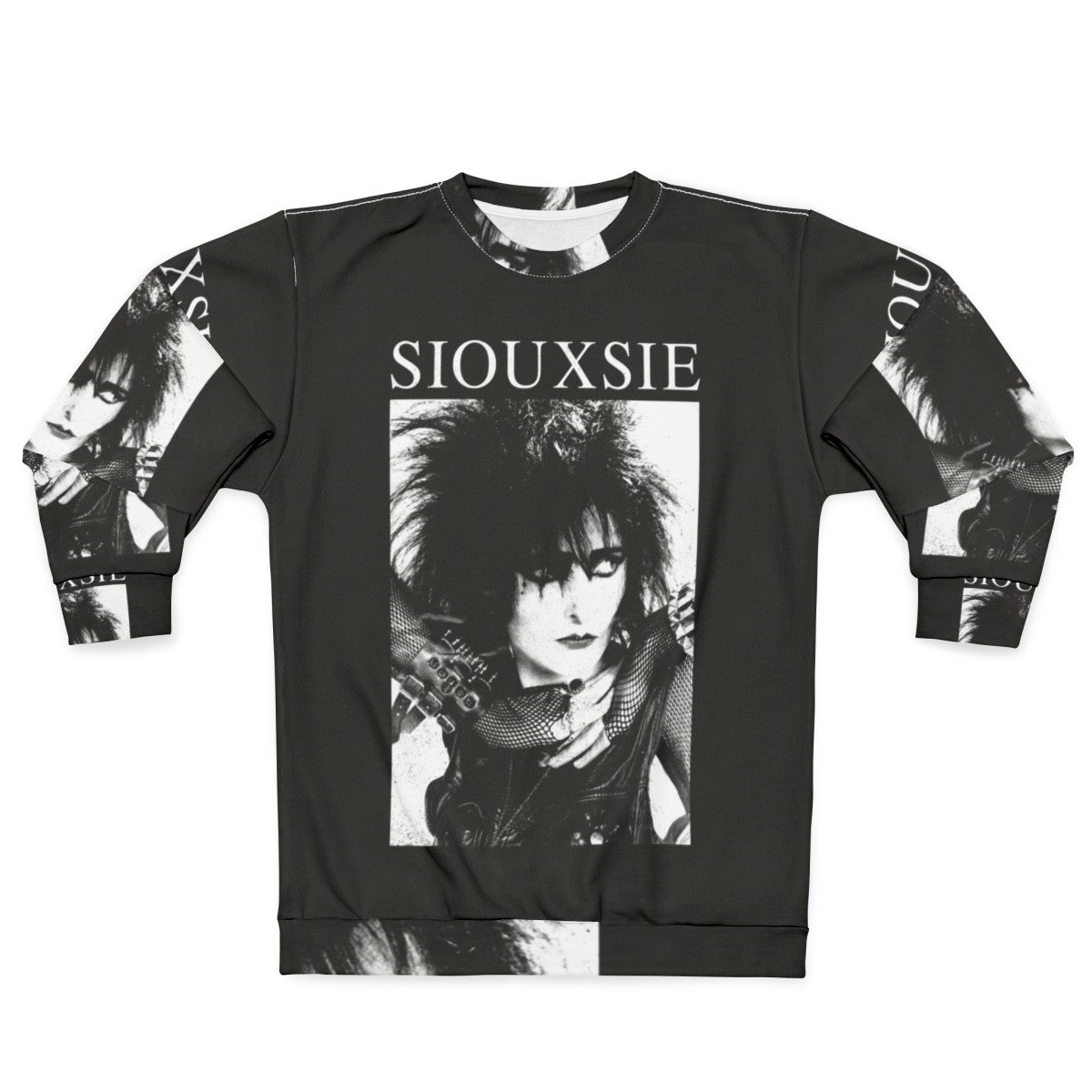 Siouxsie Sioux goth inspired sweatshirt with punk rock design