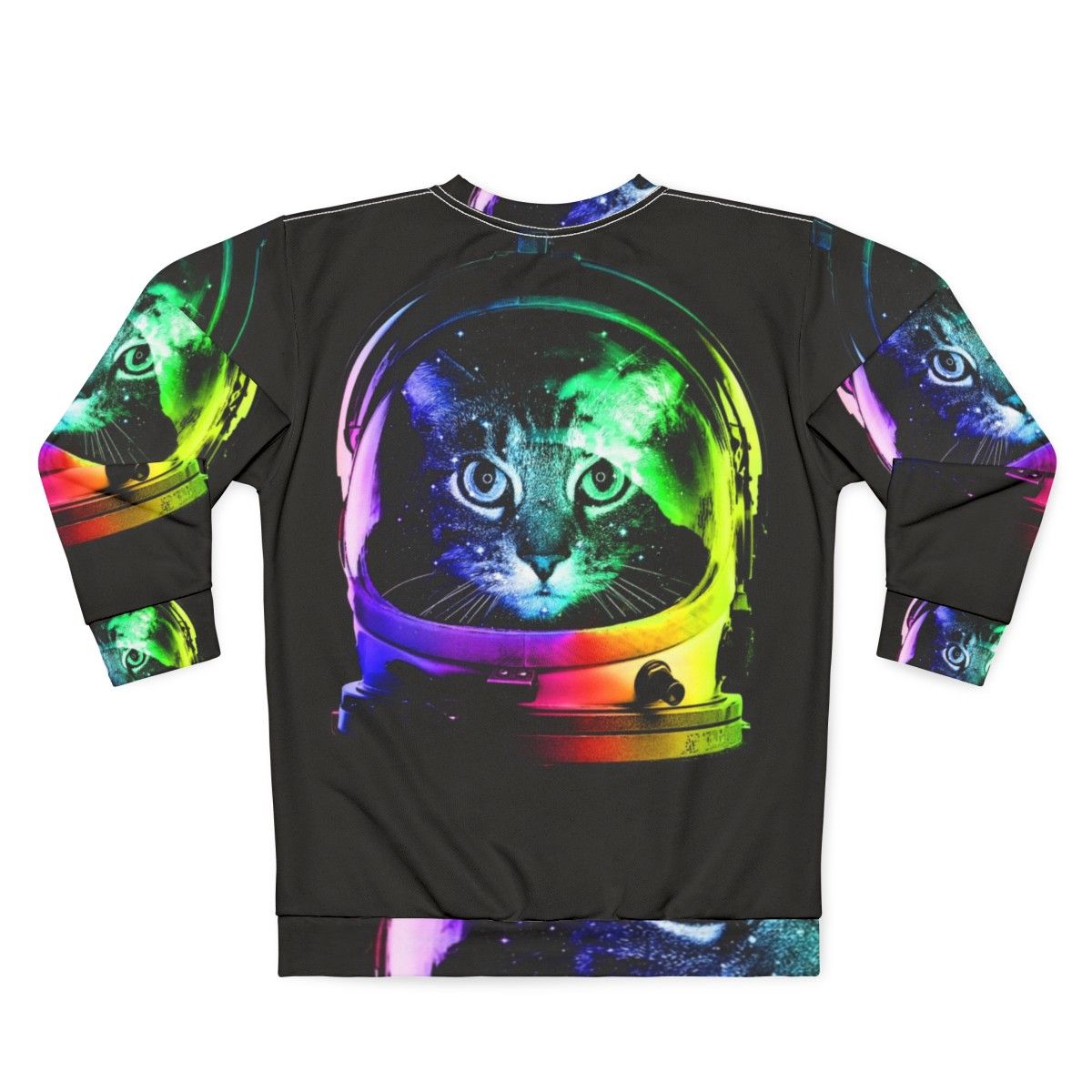 Astronaut cat in a space-themed sweatshirt - Back