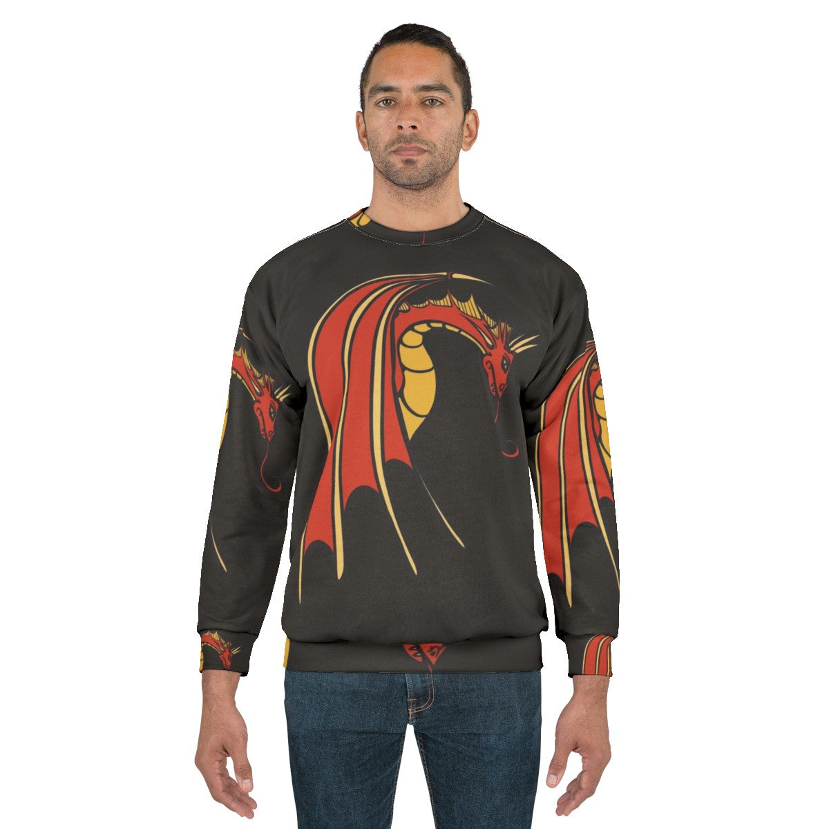 Red Dragon Sweatshirt - Fantasy Apparel for Nerds and Geeks - men