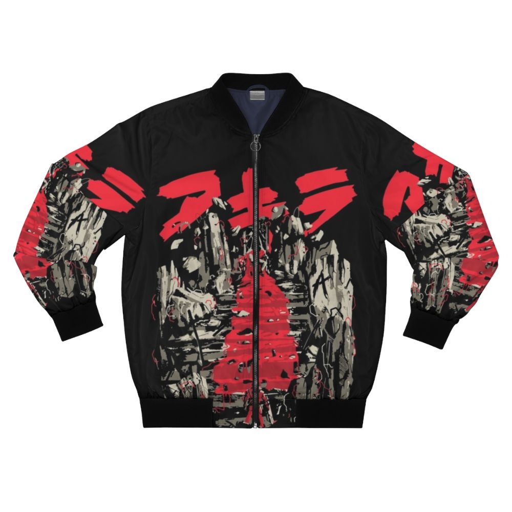 Akira retro bomber jacket featuring vintage Japanese anime and cyberpunk inspired design.