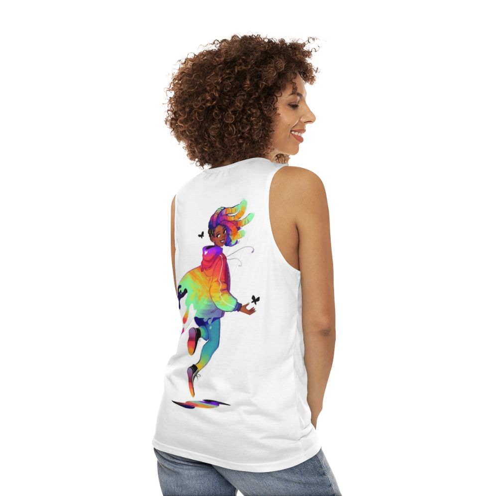 Unisex raincoat tank top with graphic design - women back