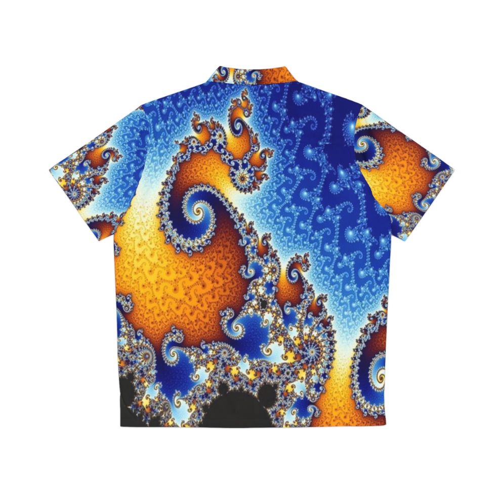 Blue Mandelbrot fractal design on a Hawaiian shirt - Back