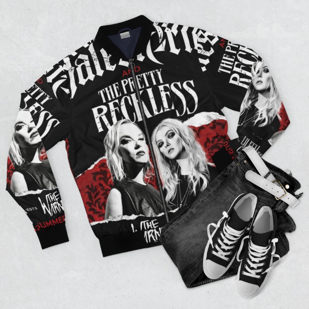 Halestorm Summer Tour 2022 Bomber Jacket with the band's logo and imagery - Flat lay