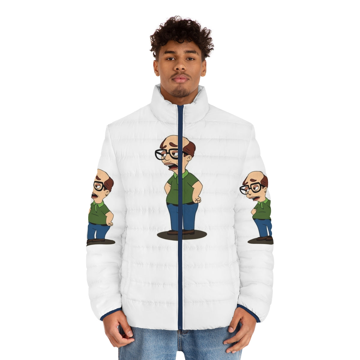 Big Mouth Andrew Glouberman Puffer Jacket, featuring the beloved character from the hit Netflix series - men front