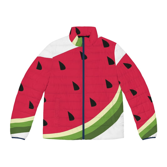 Watermelon Puffer Jacket with Vibrant Digital Print Design