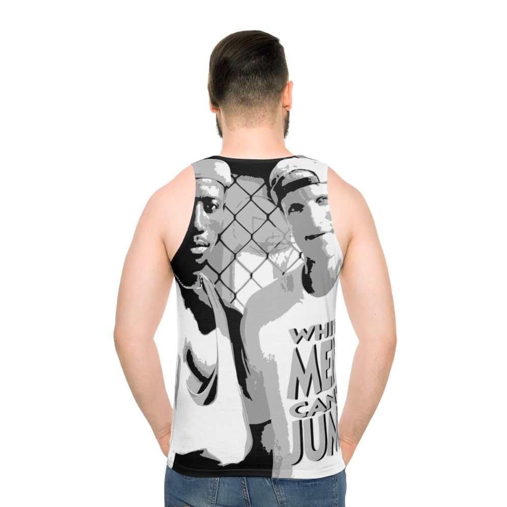 White Men Can't Jump Stencil Style Unisex Basketball Tank Top - men back