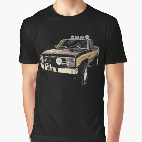 Retro graphic t-shirt featuring the GMC Sierra Grande from the 80s TV series "The Fall Guy"