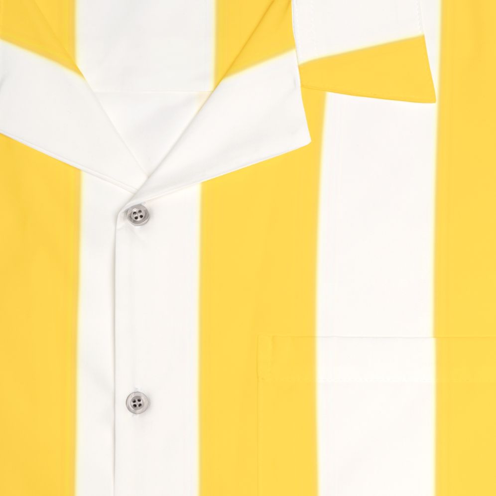 Vintage yellow and white vertical striped Hawaiian shirt - Detail