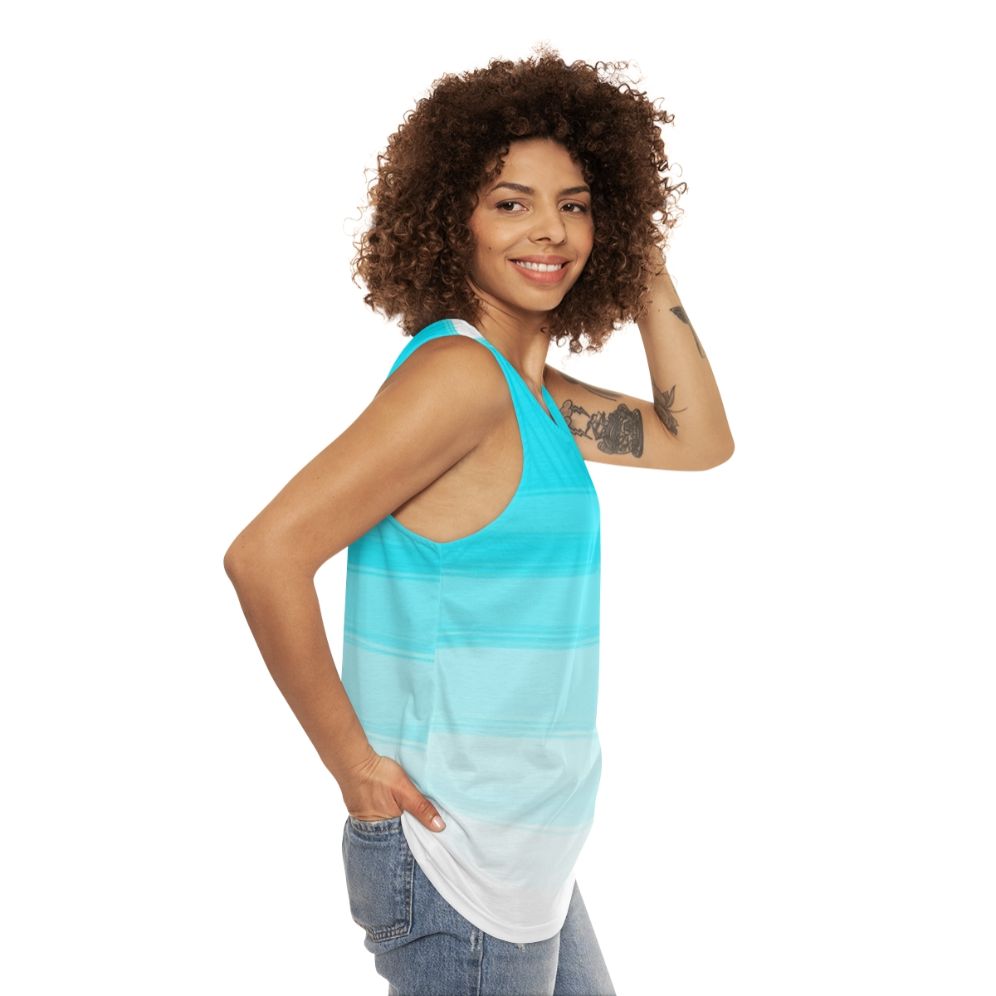 Blue Brushstroke Unisex Tank Top - women side