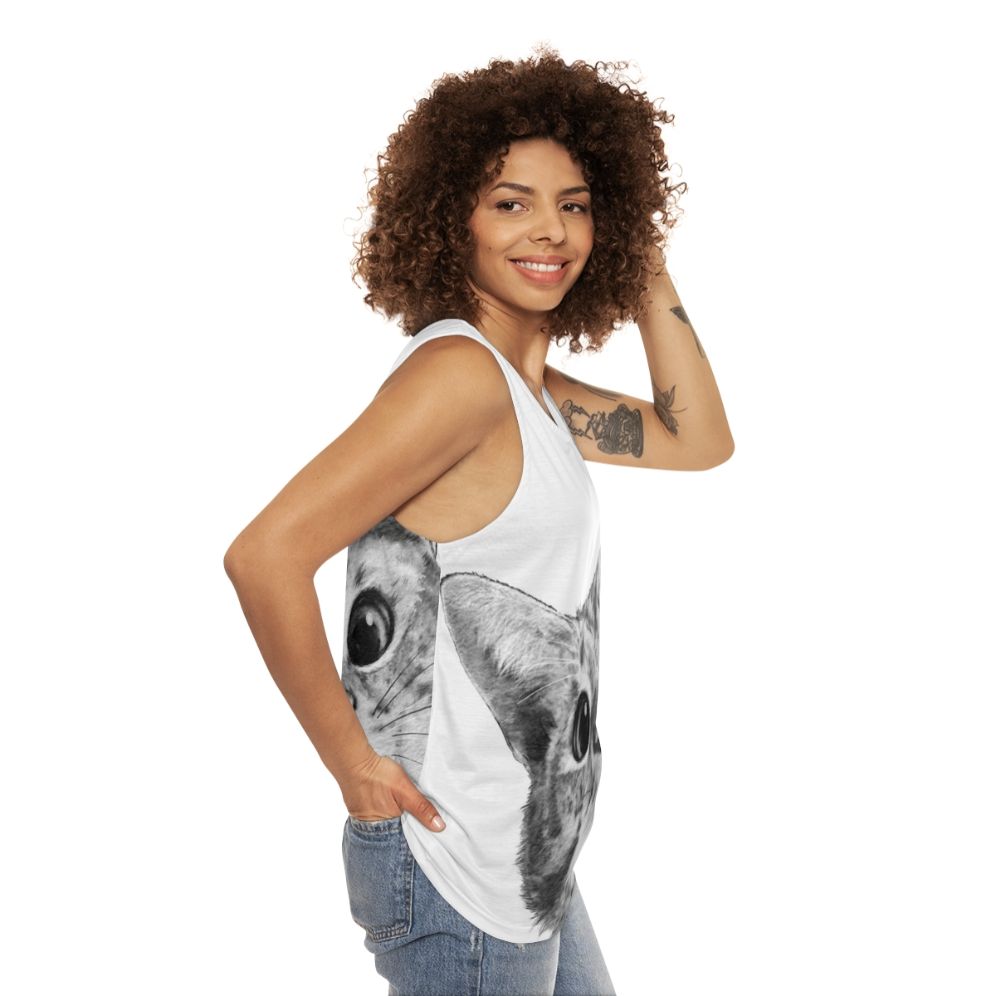 Sneaky Cat Unisex Tank Top - women side