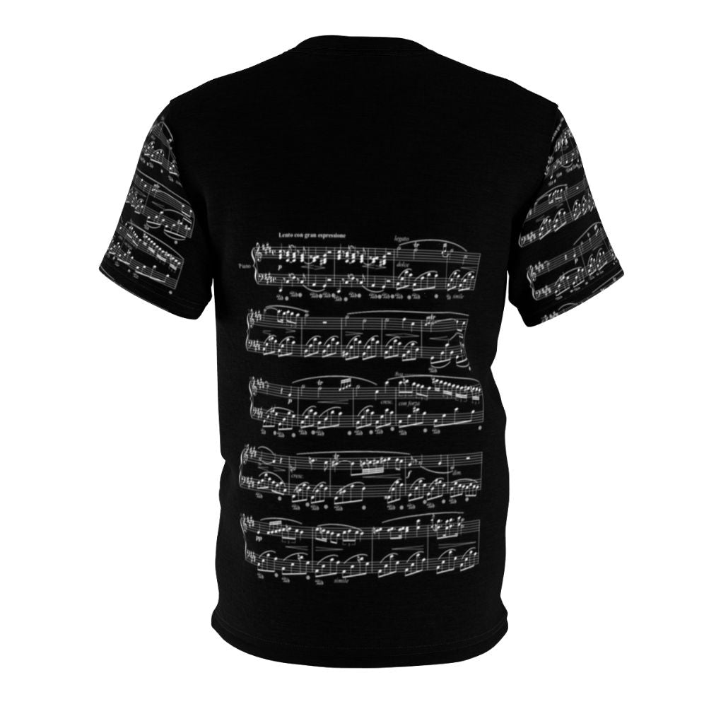 Chopin Nocturne Inspired Music T-shirt featuring a piano keys design - Back