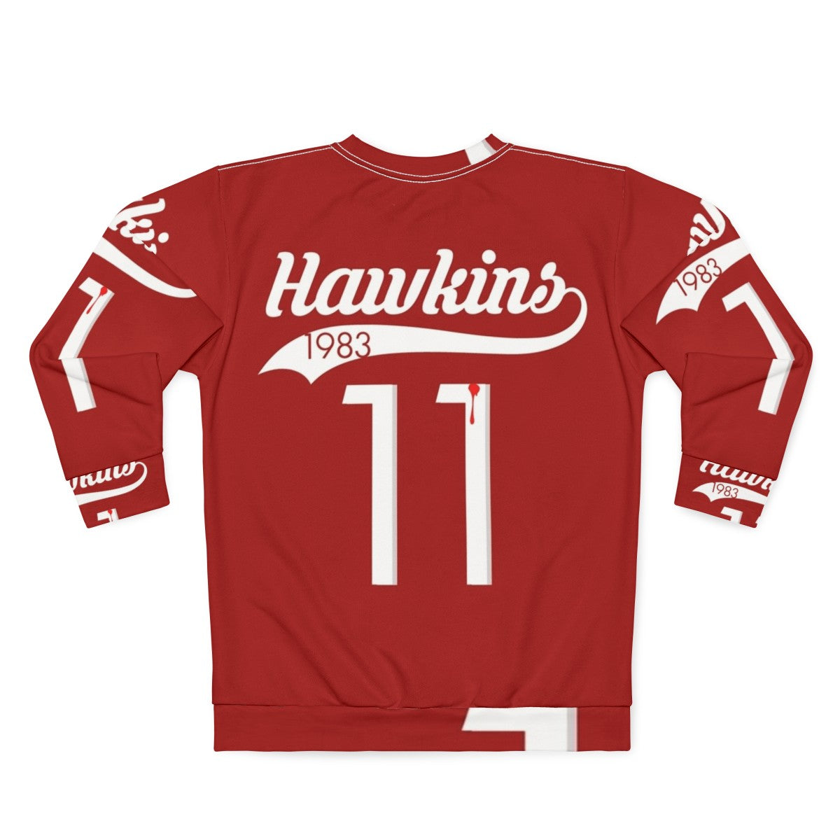 Hawkins High School 11 Sweatshirt featuring Eleven and Stranger Things 80s style - Back