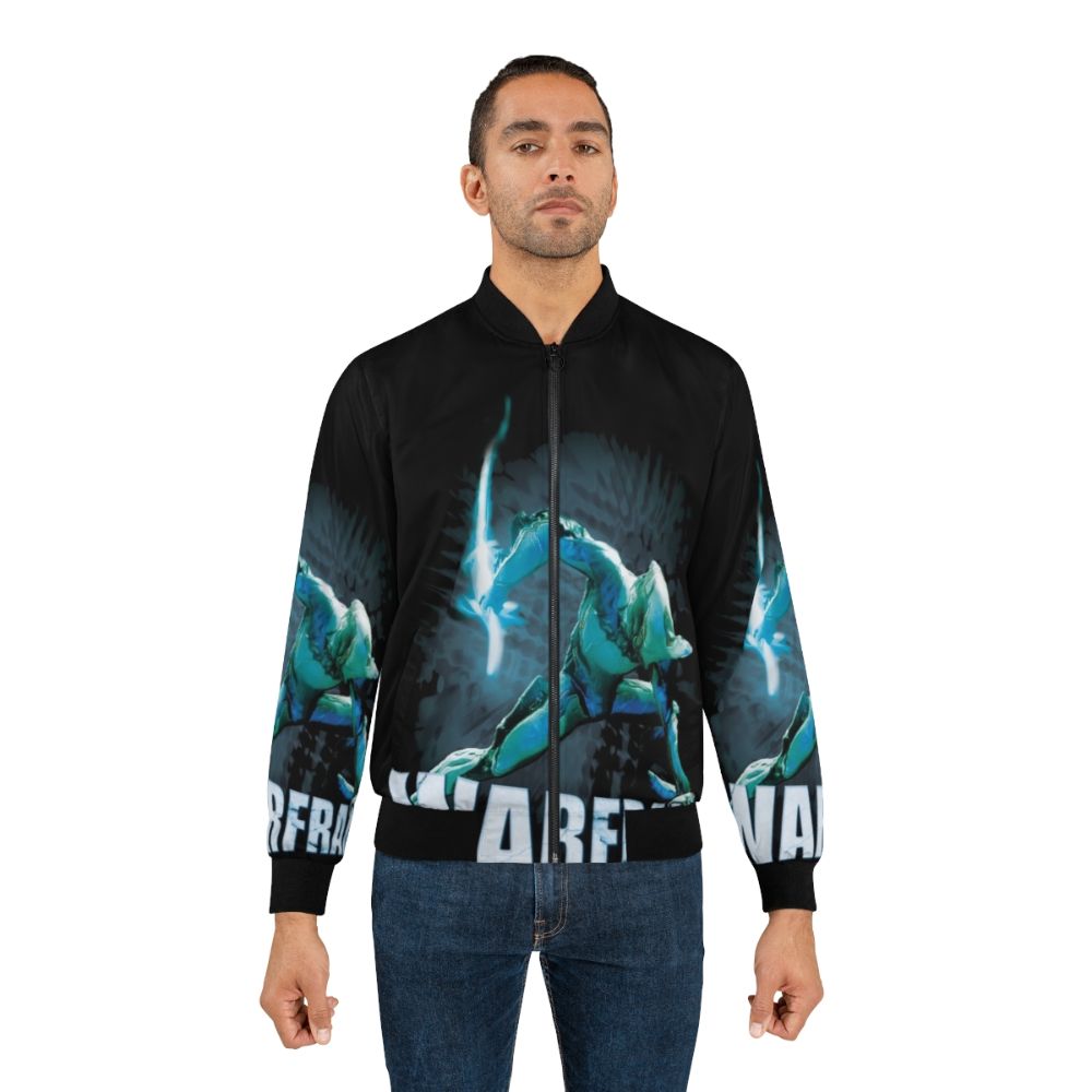 Warframe-themed bomber jacket with game characters and logos - Lifestyle