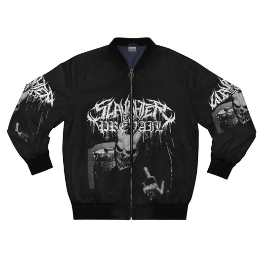 Slaughter to Prevail band logo printed on a black bomber jacket for metalcore and deathcore fans