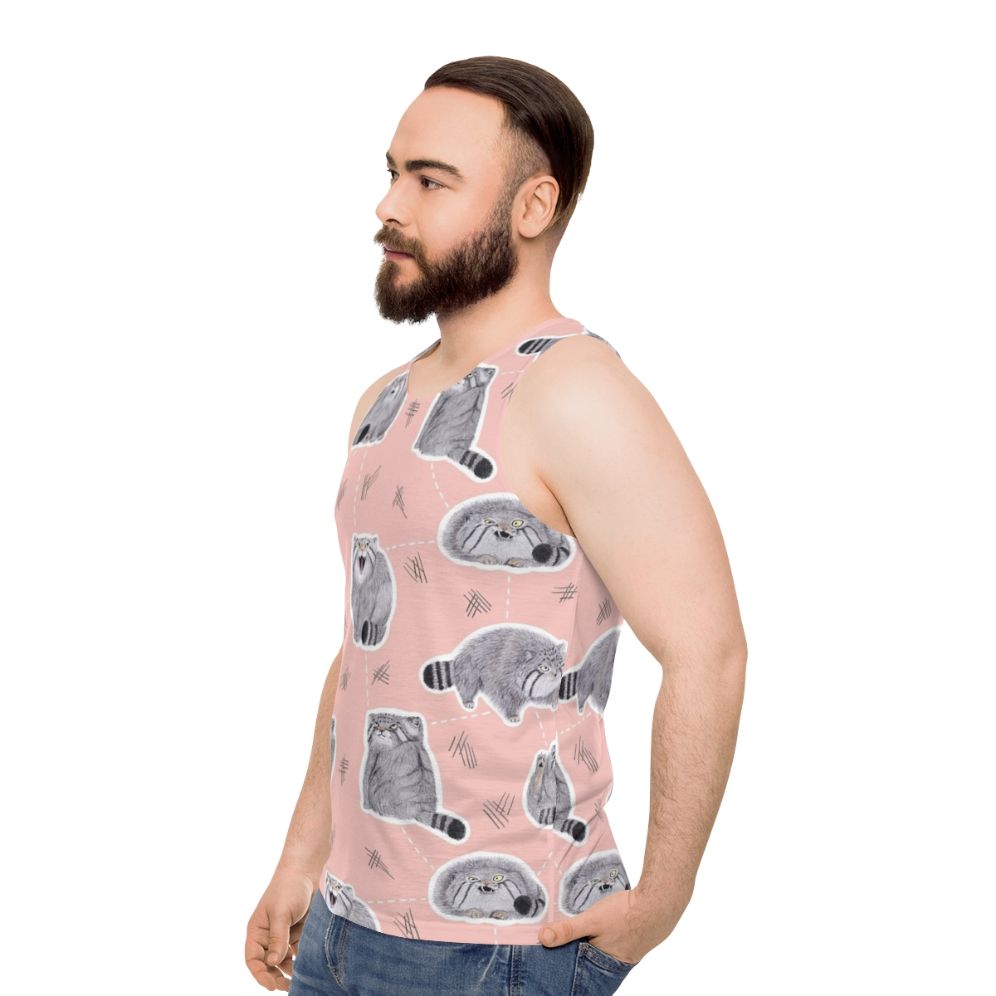 Pallas cat graphic on a unisex tank top - men side