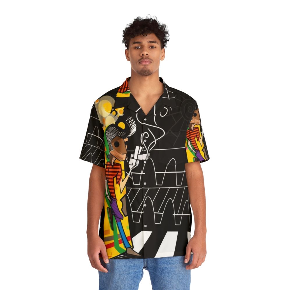 Colorful Hawaiian shirt with Trickster pop art design - People Front