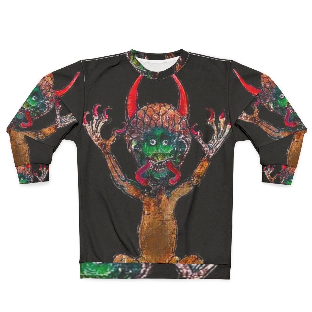 Medieval Codex Gigas Devil Sweatshirt with Mystical Manuscript Imagery