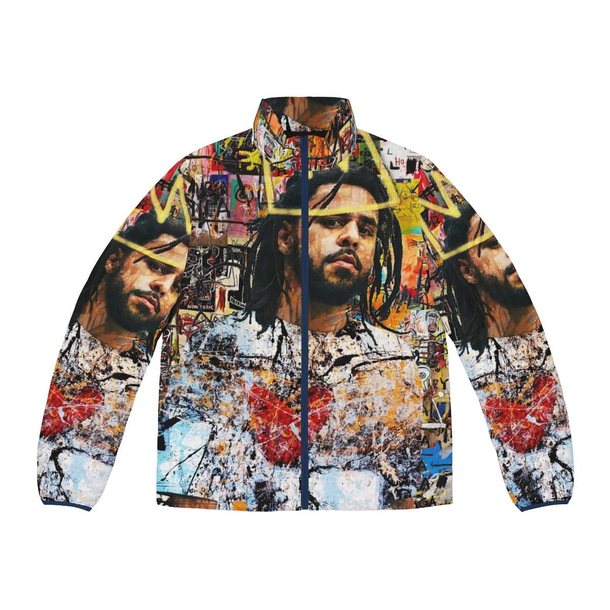 J Cole Portrait Puffer Jacket - Tribute to the Greatest Hip-Hop Artist