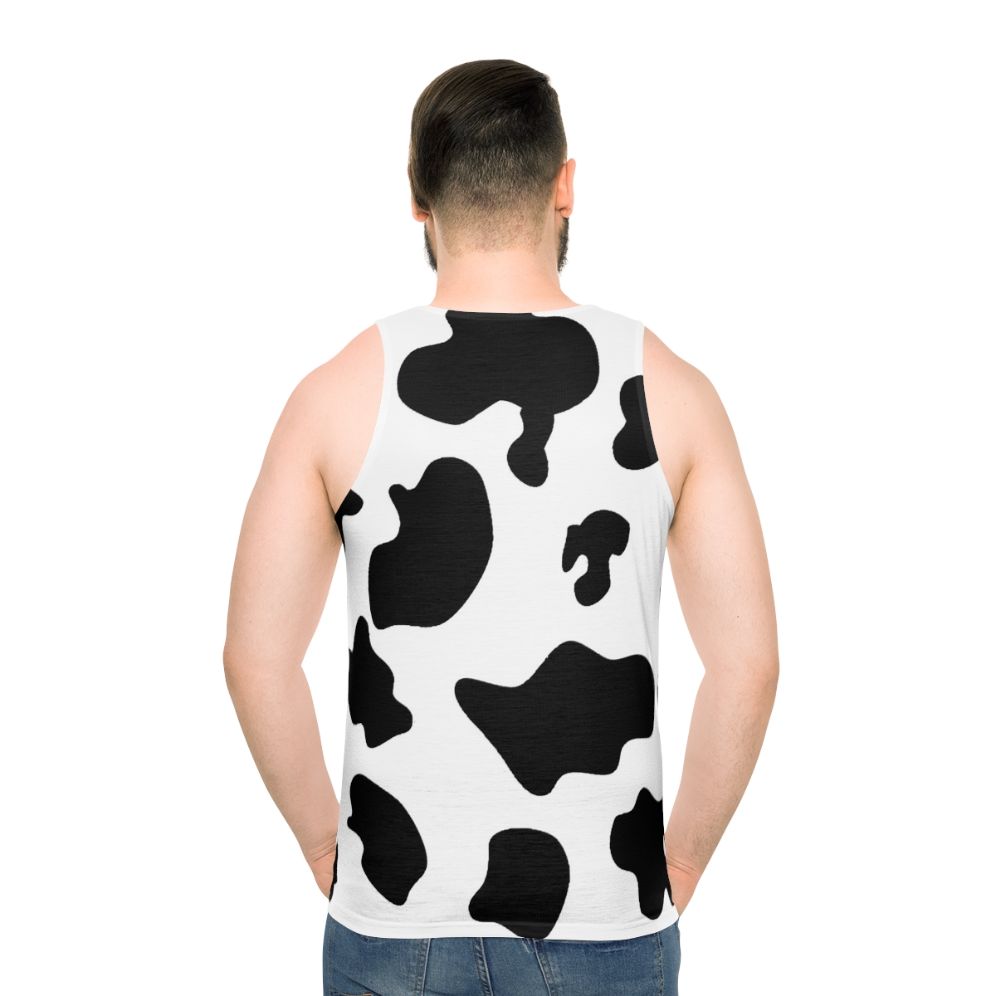 Cow print unisex tank top - men back