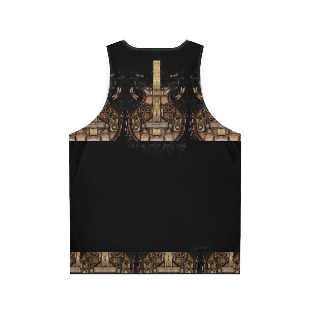 Steampunk guitar illustration on a unisex tank top - Back