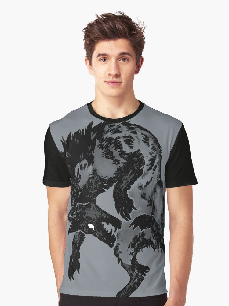 Hyena graphic t-shirt with a creepy, spooky design - Men