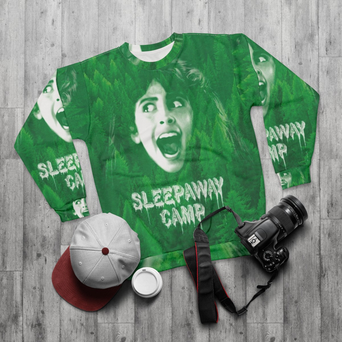 Sleepaway Camp Forest Horror Sweatshirt - flat lay